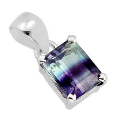925 sterling silver 2.60cts natural multi color fluorite pendant jewelry y78052