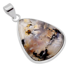 925 sterling silver 18.91cts natural multi color plume agate pear pendant n35018