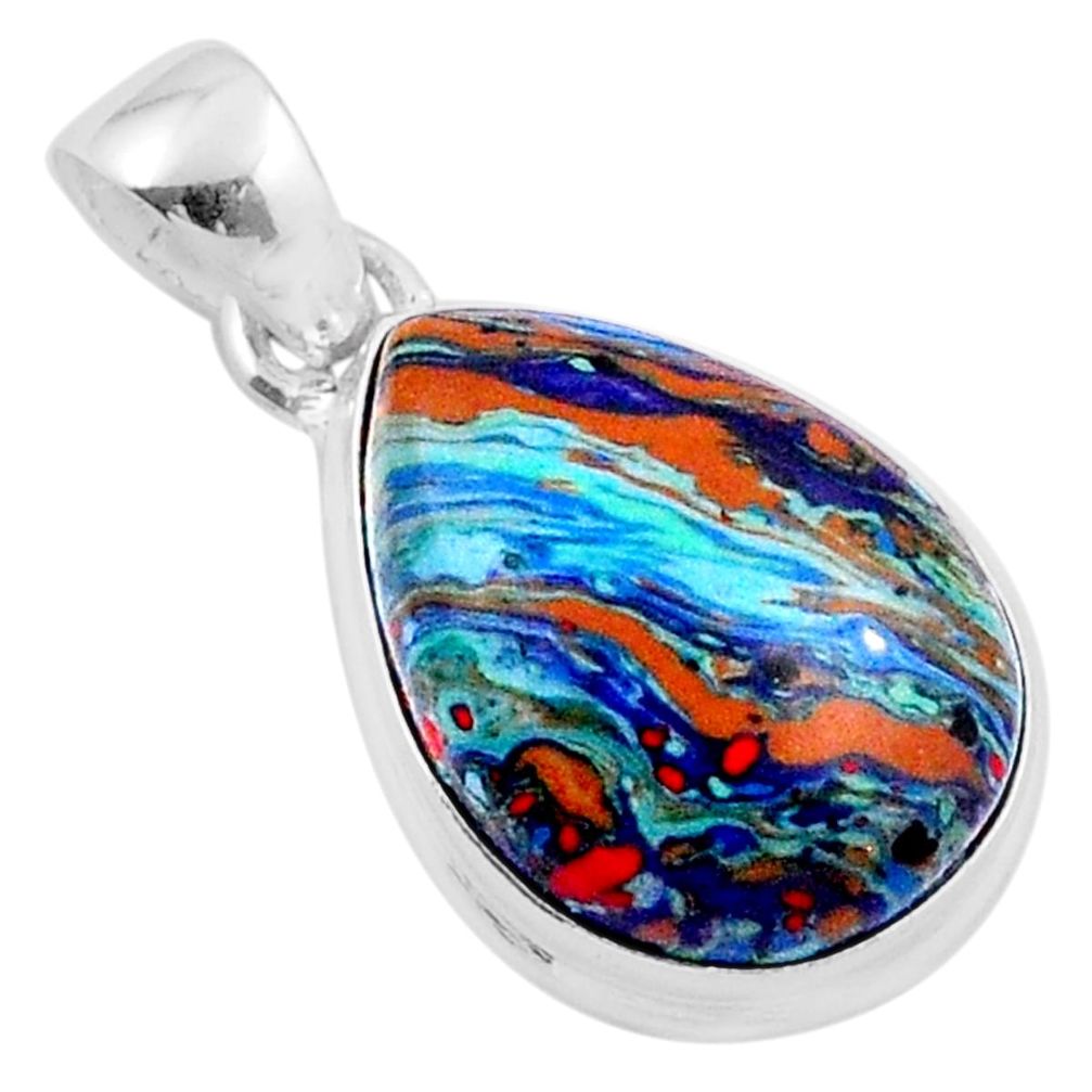 925 sterling silver 9.10cts natural multi color rainbow calsilica pendant u18117