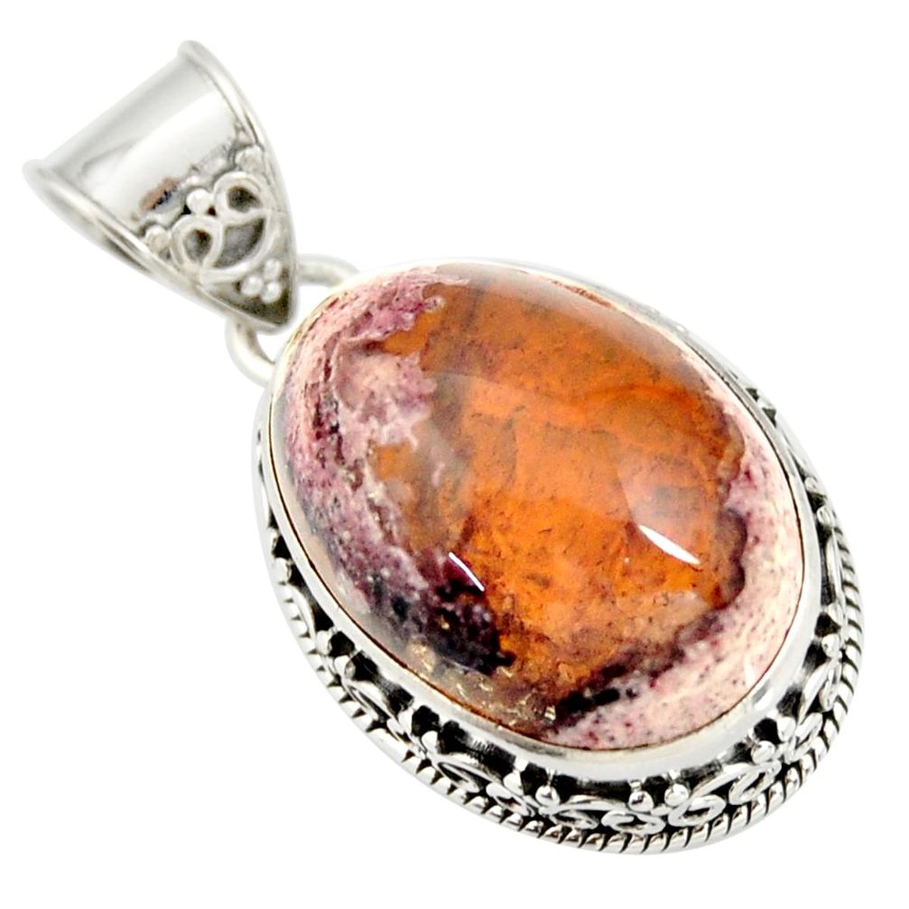 925 sterling silver 17.38cts natural multicolor mexican fire opal pendant r20856