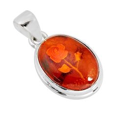 925 sterling silver 3.19cts natural orange baltic amber (poland) pendant y80190