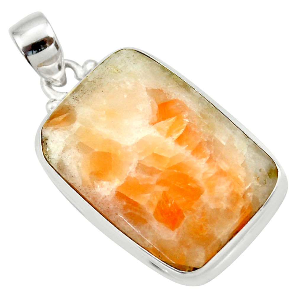 ver 25.57cts natural orange calcite pendant jewelry d41665