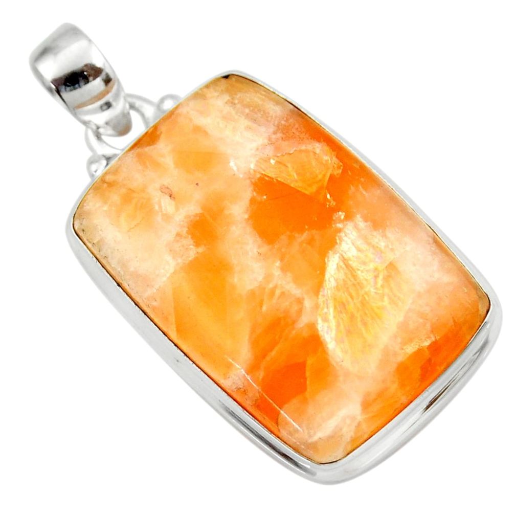 ver 28.30cts natural orange calcite pendant jewelry d41671