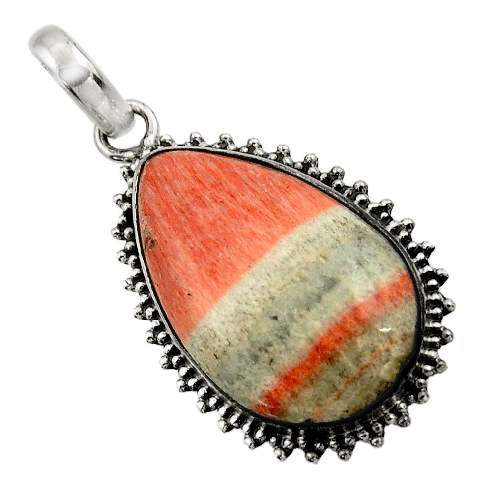 925 sterling silver 22.59cts natural orange celestobarite pendant jewelry r31980