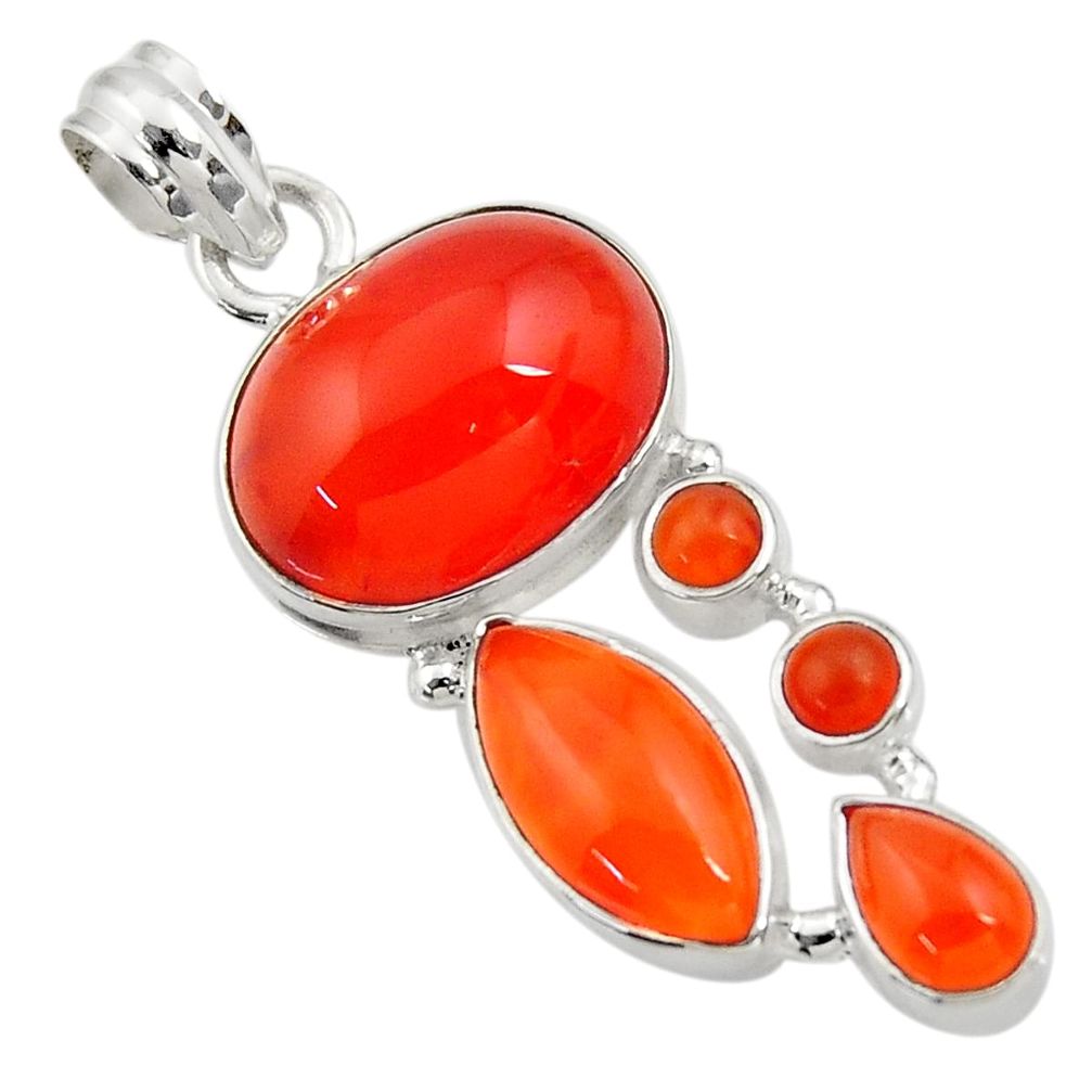 925 sterling silver 19.48cts natural orange cornelian (carnelian) pendant d43706