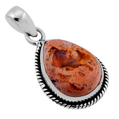 925 sterling silver 13.42cts natural orange mexican fire opal pendant n48246