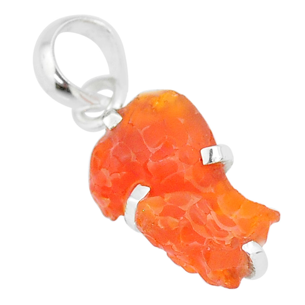 925 sterling silver 4.90cts natural orange mexican fire opal pendant r91569