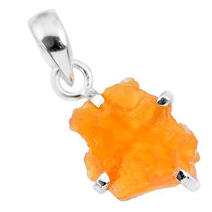 925 sterling silver 4.76cts natural orange mexican fire opal pendant r91577