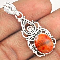 925 sterling silver 4.52cts natural orange mojave turquoise oval pendant u7927