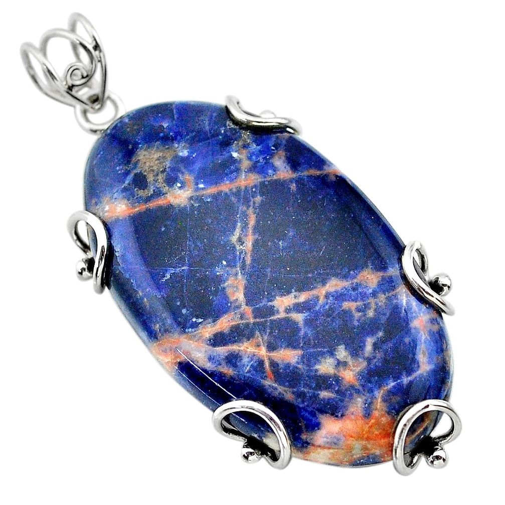 925 sterling silver 45.41cts natural orange sodalite oval pendant jewelry t31909