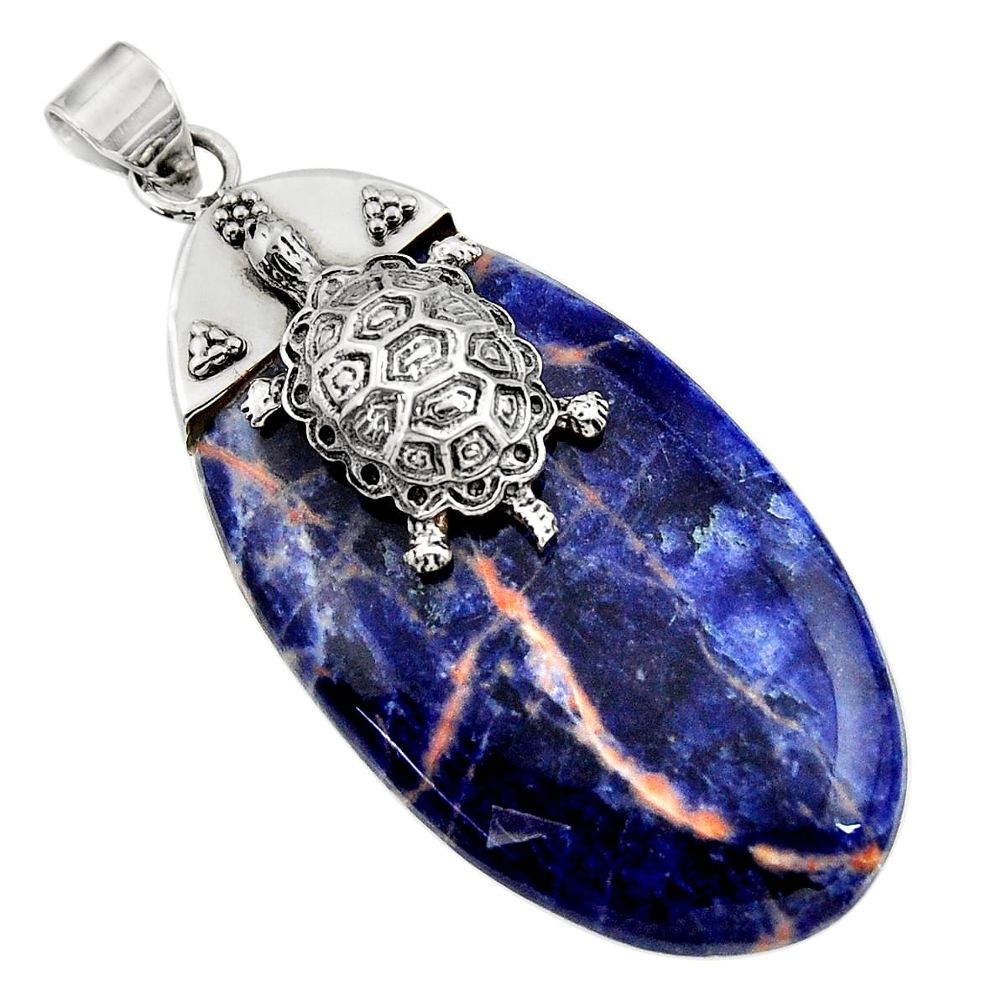 ver 39.94cts natural orange sodalite oval turtle pendant d45543