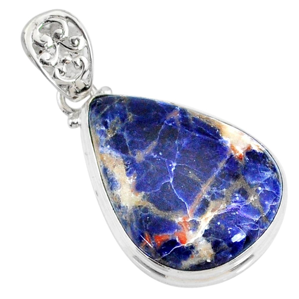 925 sterling silver 23.46cts natural orange sodalite pear pendant jewelry r72928