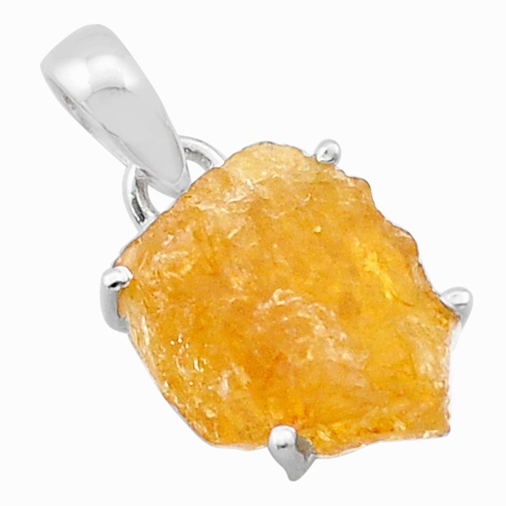 925 sterling silver 7.90cts natural orange tourmaline rough fancy pendant u41858