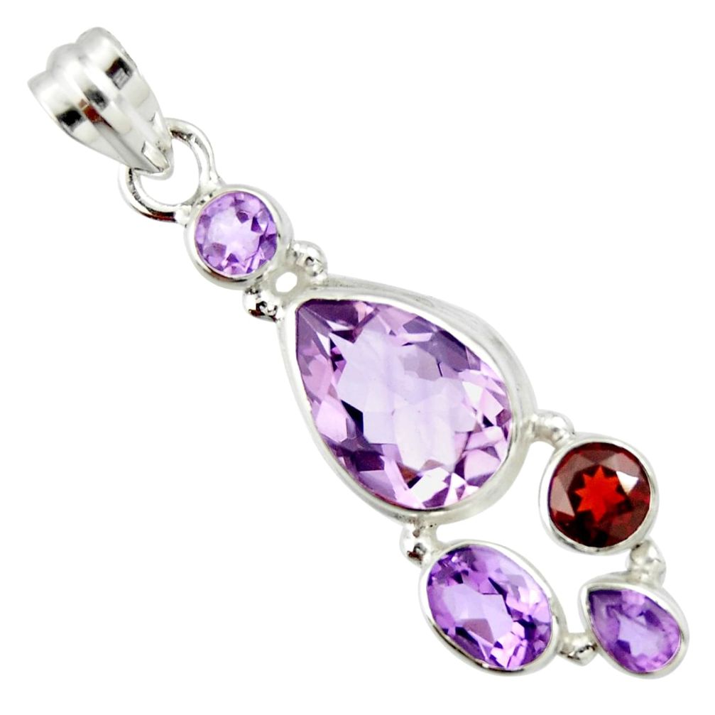 925 sterling silver 10.70cts natural pink amethyst garnet pendant jewelry r20369