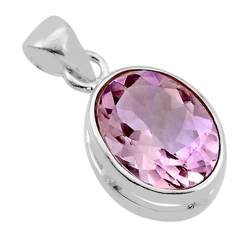 925 sterling silver 6.16cts natural pink amethyst oval pendant jewelry n44333