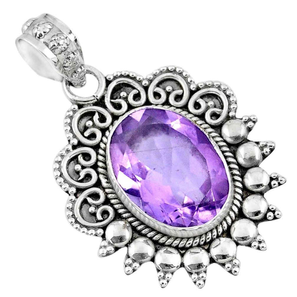 925 sterling silver 6.02cts natural pink amethyst oval pendant jewelry r57824