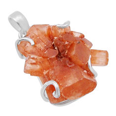 925 sterling silver 26.77cts natural pink aragonite fancy pendant jewelry n43623