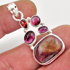 925 sterling silver 16.95cts natural pink bio tourmaline garnet pendant y20732