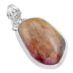 925 sterling silver 19.78cts natural pink bio tourmaline pendant jewelry y21044