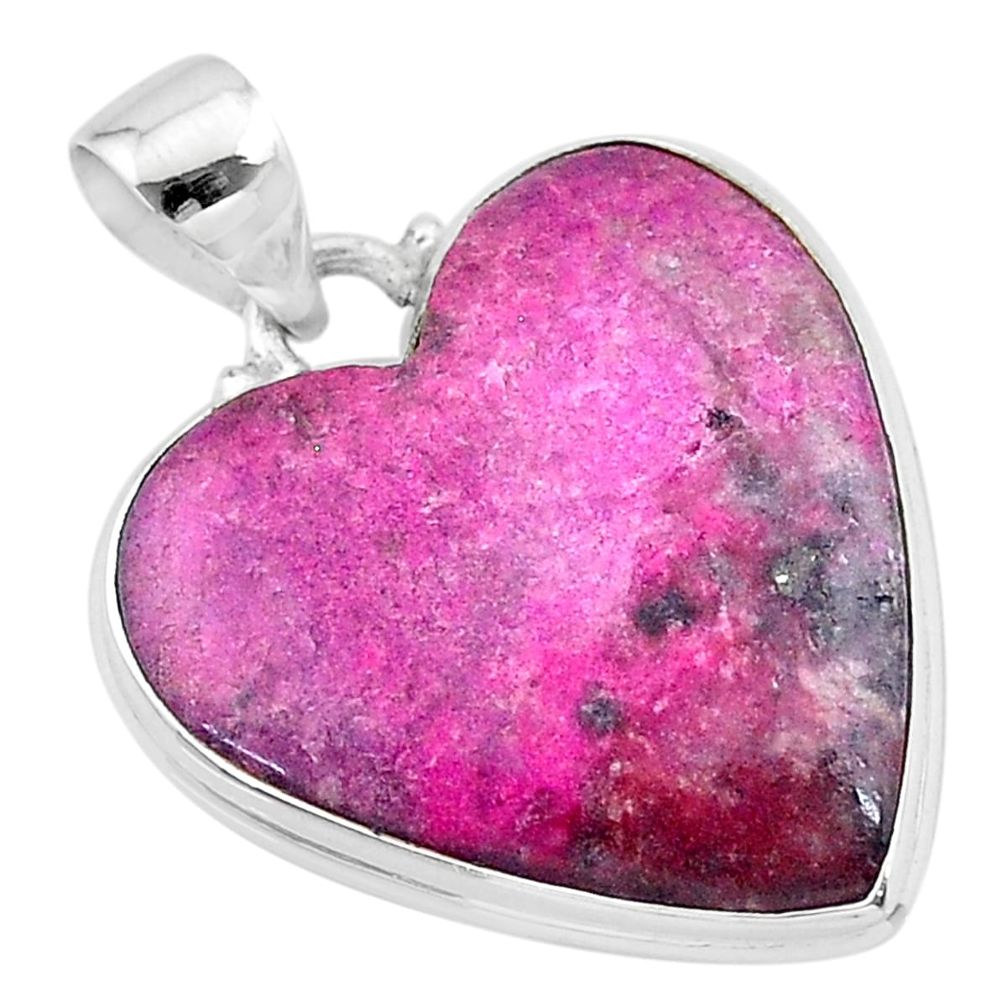925 sterling silver 19.23cts natural pink cobalt calcite heart pendant t13449