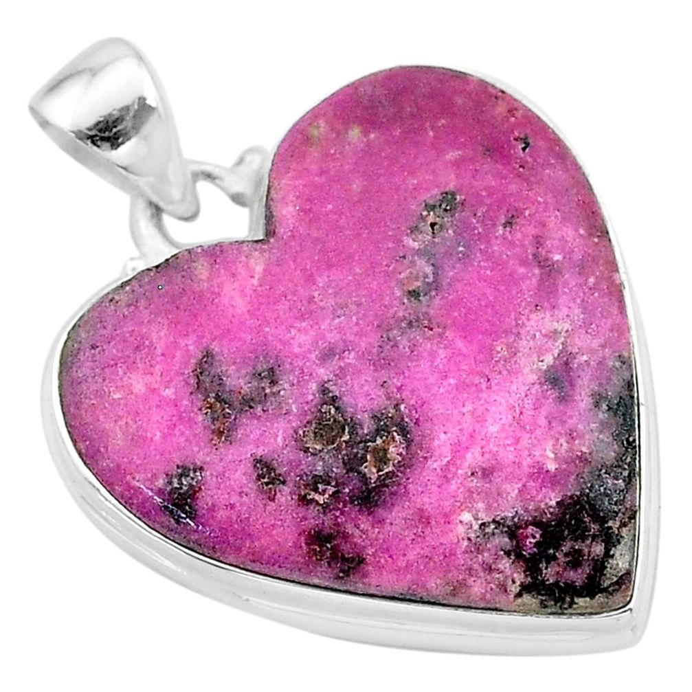 925 sterling silver 26.14cts natural pink cobalt calcite heart pendant t13454