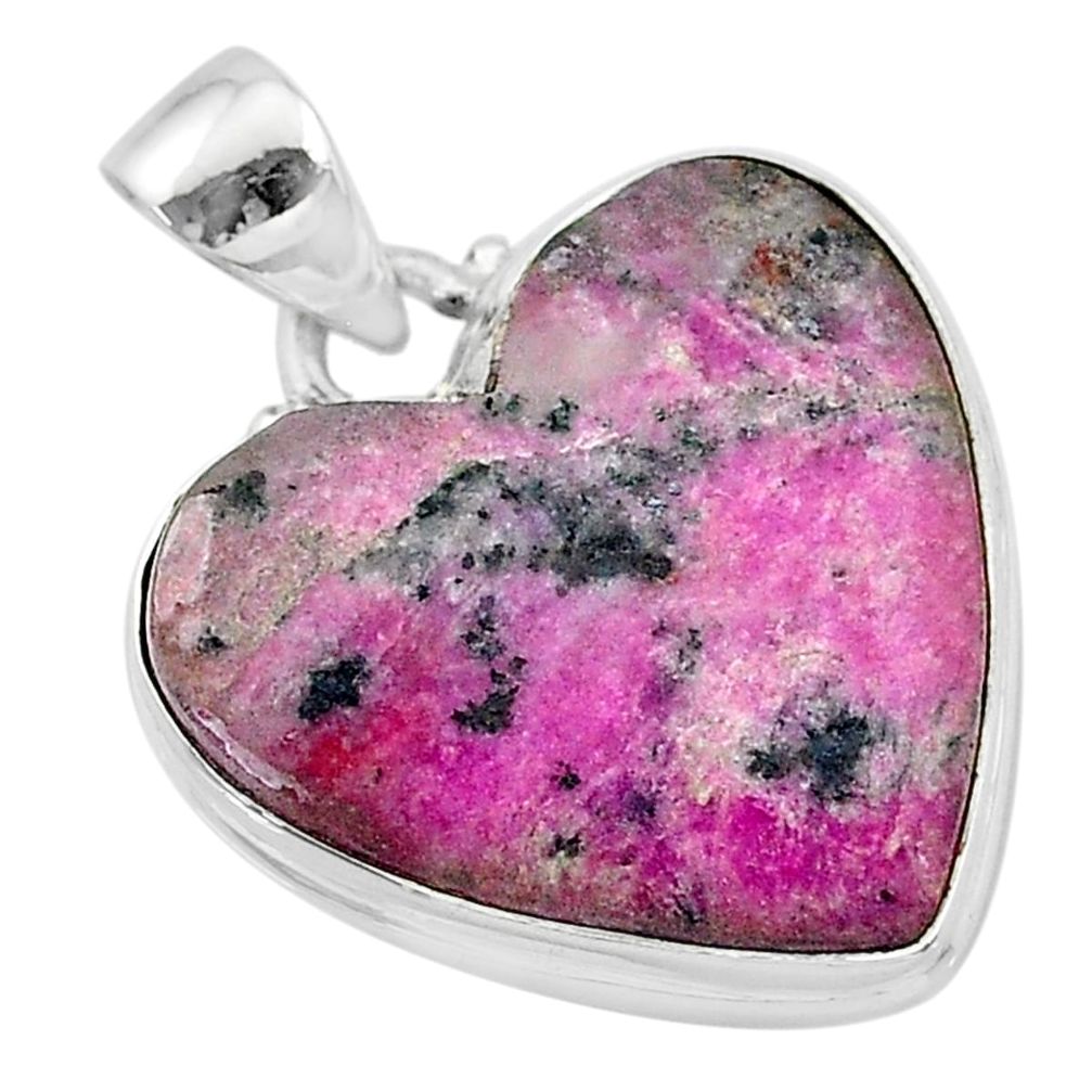 925 sterling silver 20.07cts natural pink cobalt calcite heart pendant t13457