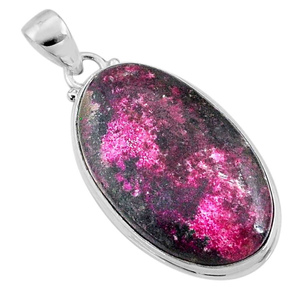 925 sterling silver 24.00cts natural pink cobalt calcite oval pendant r66074