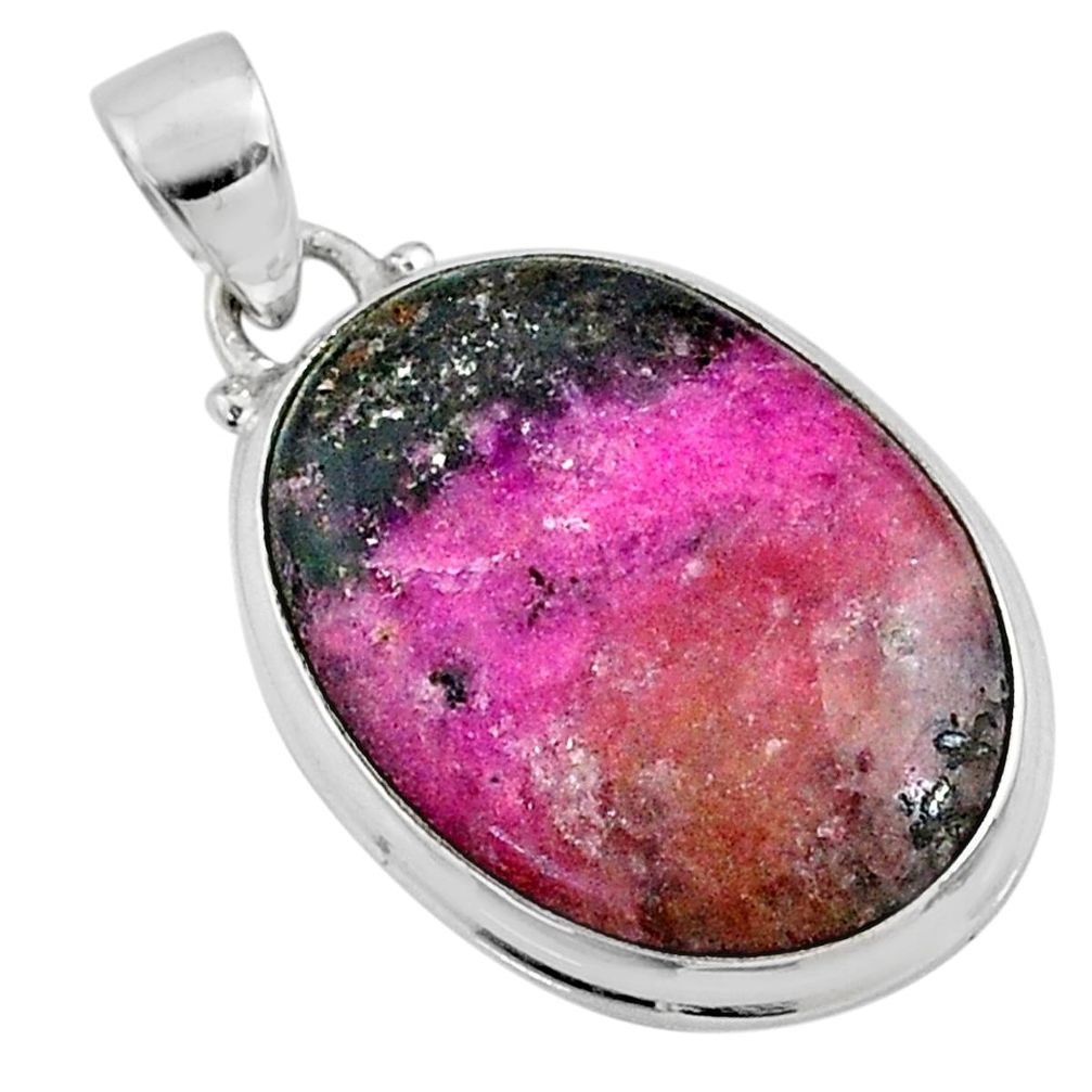 925 sterling silver 17.57cts natural pink cobalt calcite oval pendant r66078