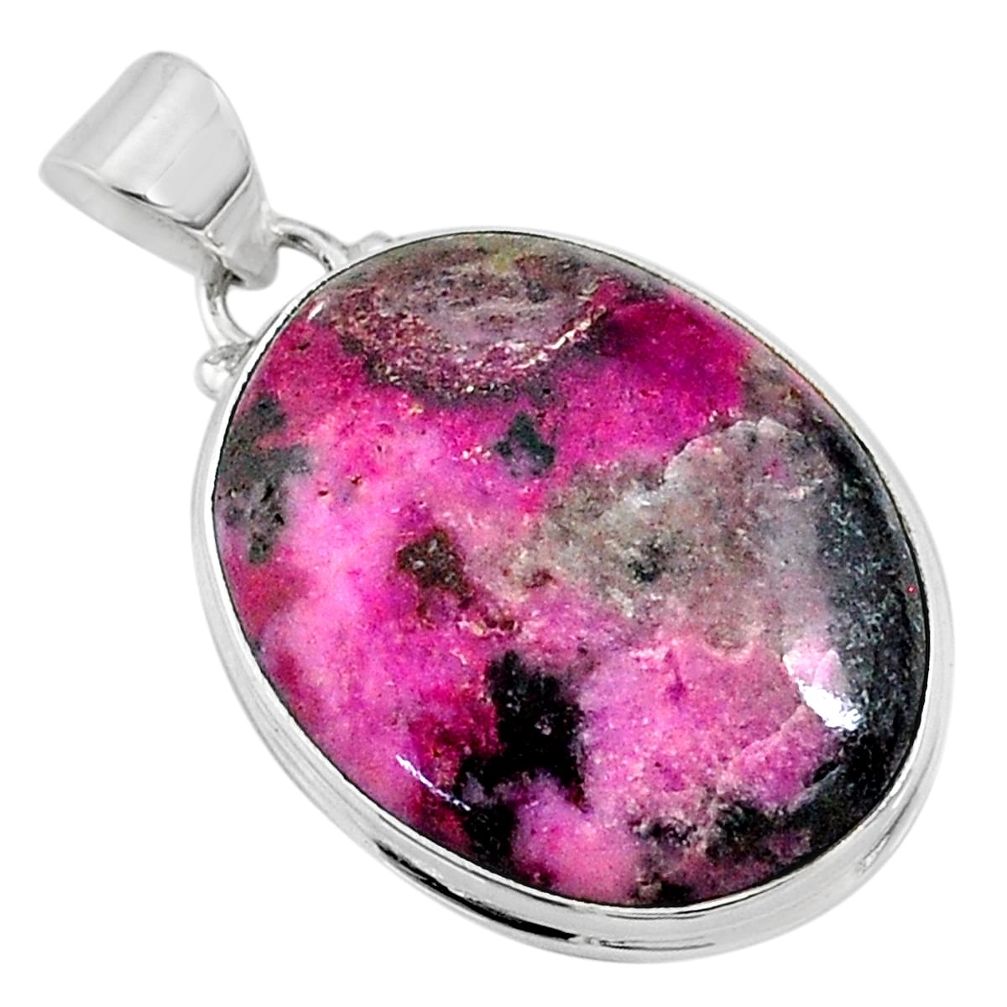 925 sterling silver 23.11cts natural pink cobalt calcite oval pendant r66094