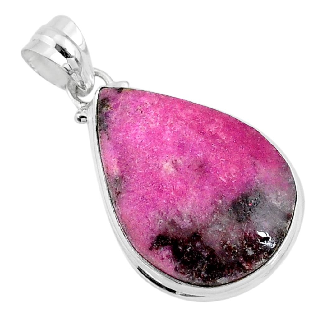 925 sterling silver 16.55cts natural pink cobalt calcite pear pendant r66084