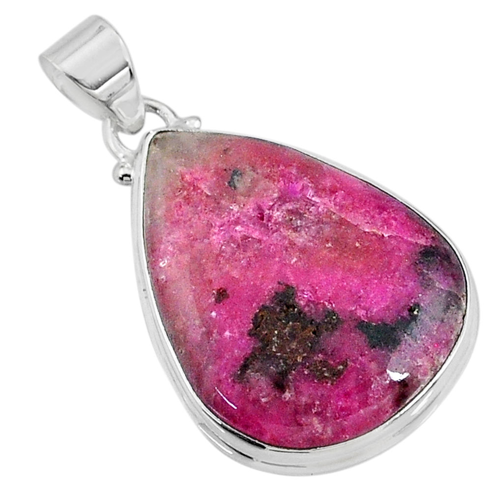 925 sterling silver 20.07cts natural pink cobalt calcite pear pendant r66087