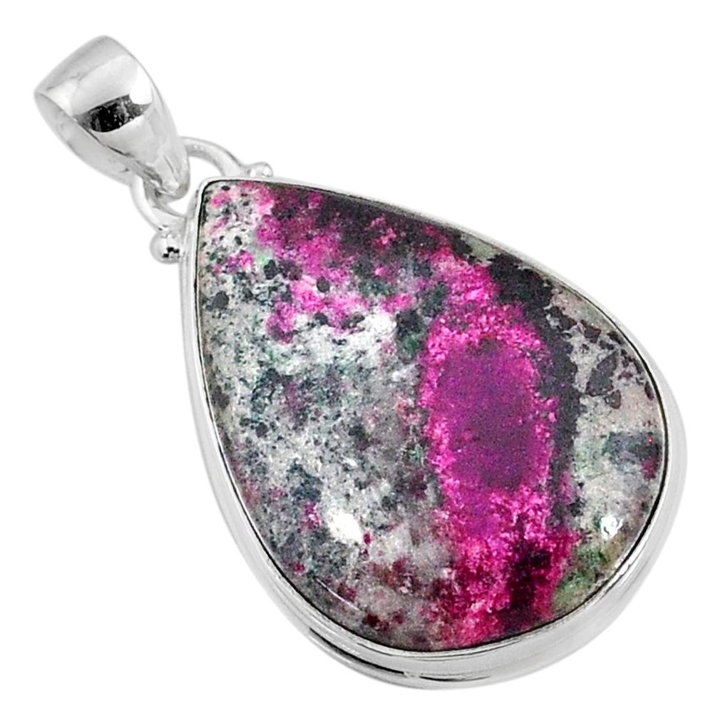 925 sterling silver 22.44cts natural pink cobalt calcite pear pendant r66091