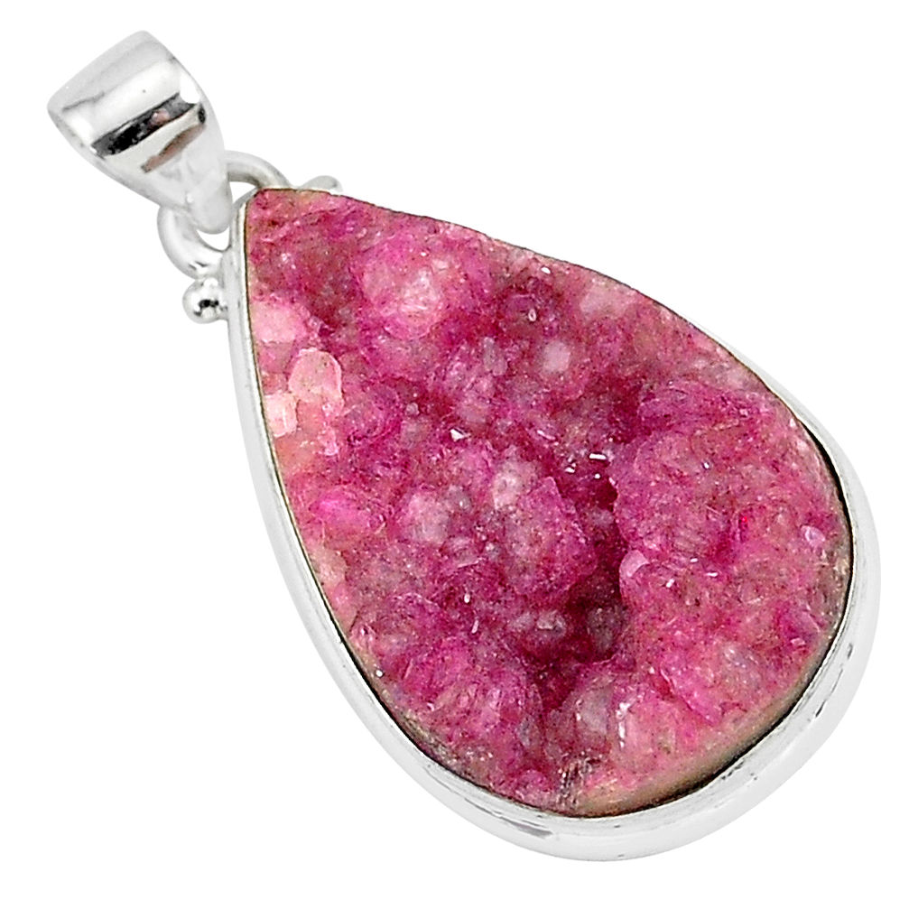 925 sterling silver 19.23cts natural pink cobalt calcite pear pendant r92924