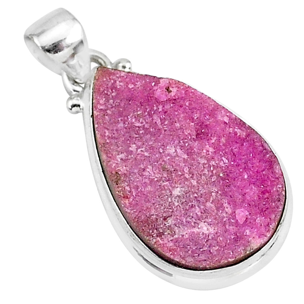 925 sterling silver 13.70cts natural pink cobalt calcite pear pendant r92956