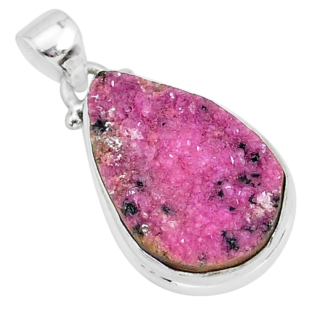 925 sterling silver 13.62cts natural pink cobalt calcite pear pendant r92960