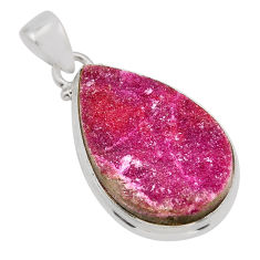 925 sterling silver 18.46cts natural pink cobalt druzy pendant jewelry n2471