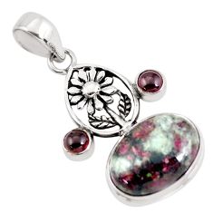 Clearance Sale- 925 sterling silver 14.21cts natural pink eudialyte garnet flower pendant p56847