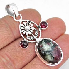 925 sterling silver 16.03cts natural pink eudialyte garnet flower pendant y8633