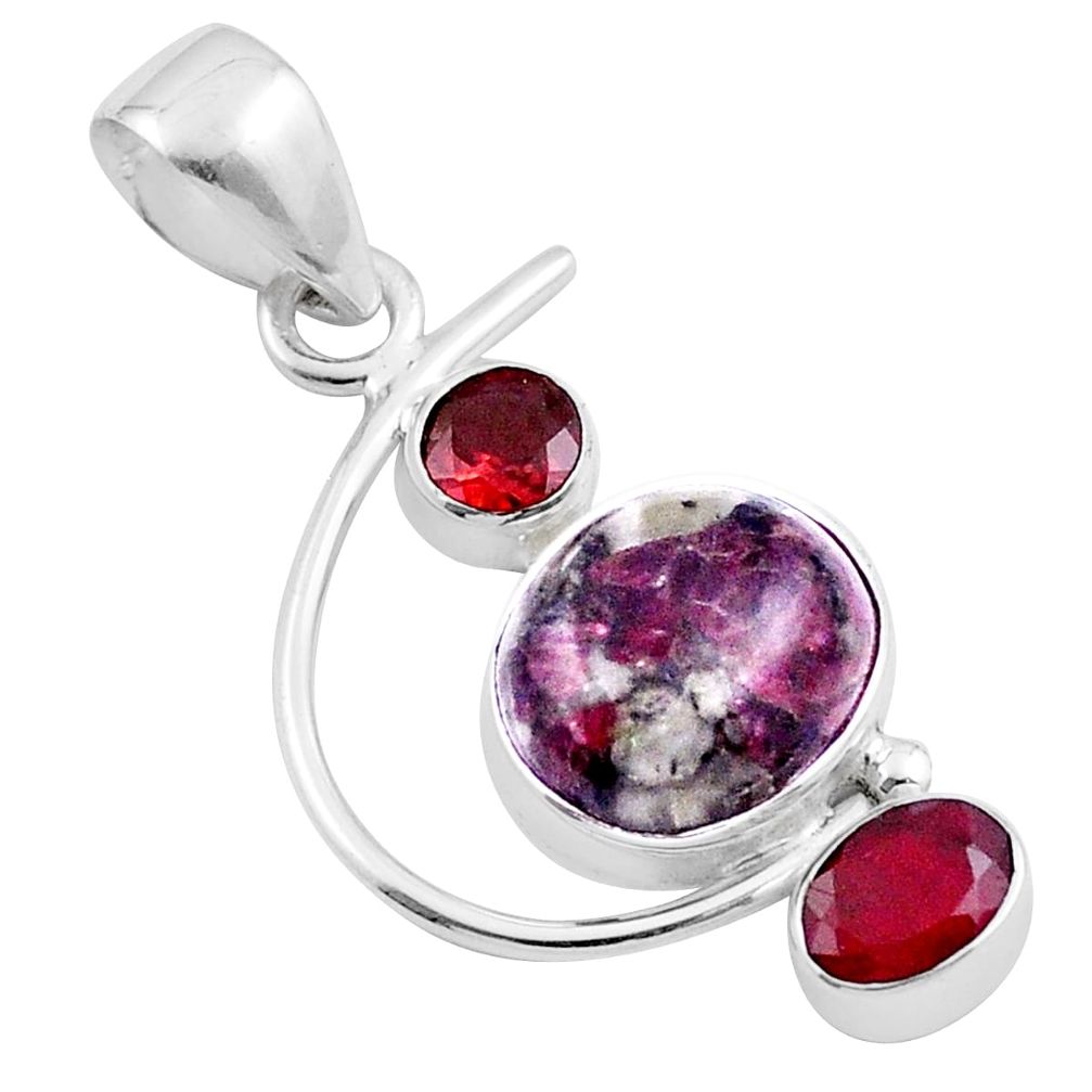 925 sterling silver 7.96cts natural pink eudialyte garnet ruby pendant u17236