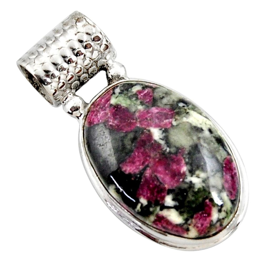 925 sterling silver 17.57cts natural pink eudialyte oval pendant jewelry r27753