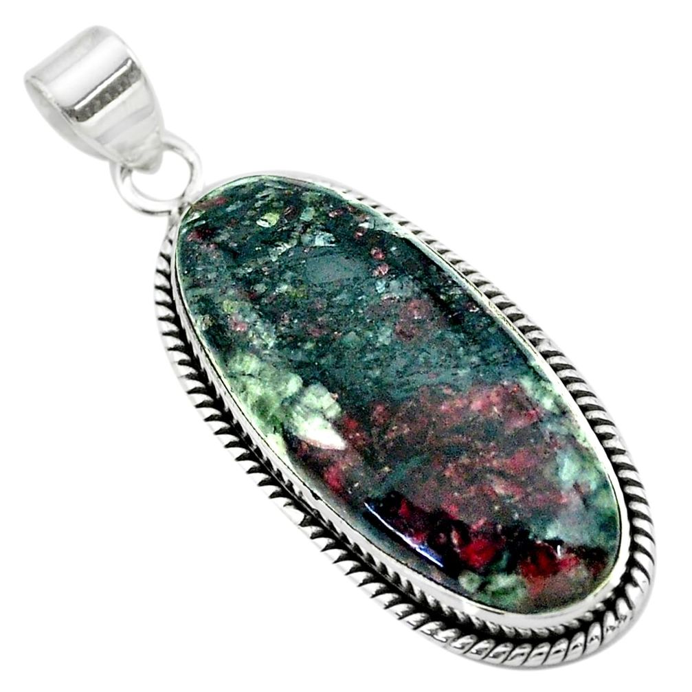 925 sterling silver 21.48cts natural pink eudialyte oval pendant jewelry t53786