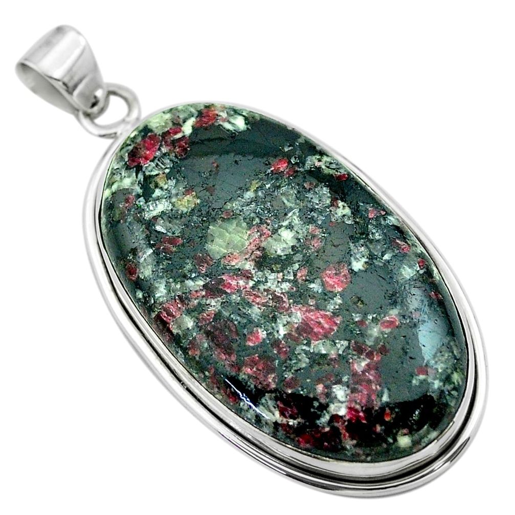 925 sterling silver 40.54cts natural pink eudialyte oval pendant jewelry t53800