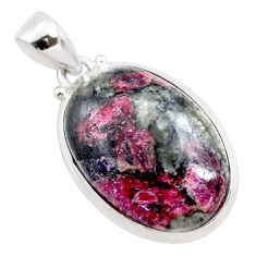925 sterling silver 17.91cts natural pink eudialyte oval pendant jewelry t78754
