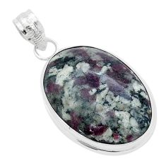 925 sterling silver 18.89cts natural pink eudialyte oval pendant jewelry u72573
