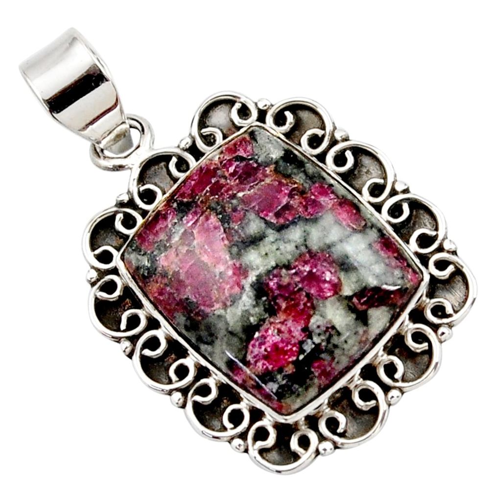 925 sterling silver 16.67cts natural pink eudialyte pendant jewelry r27969