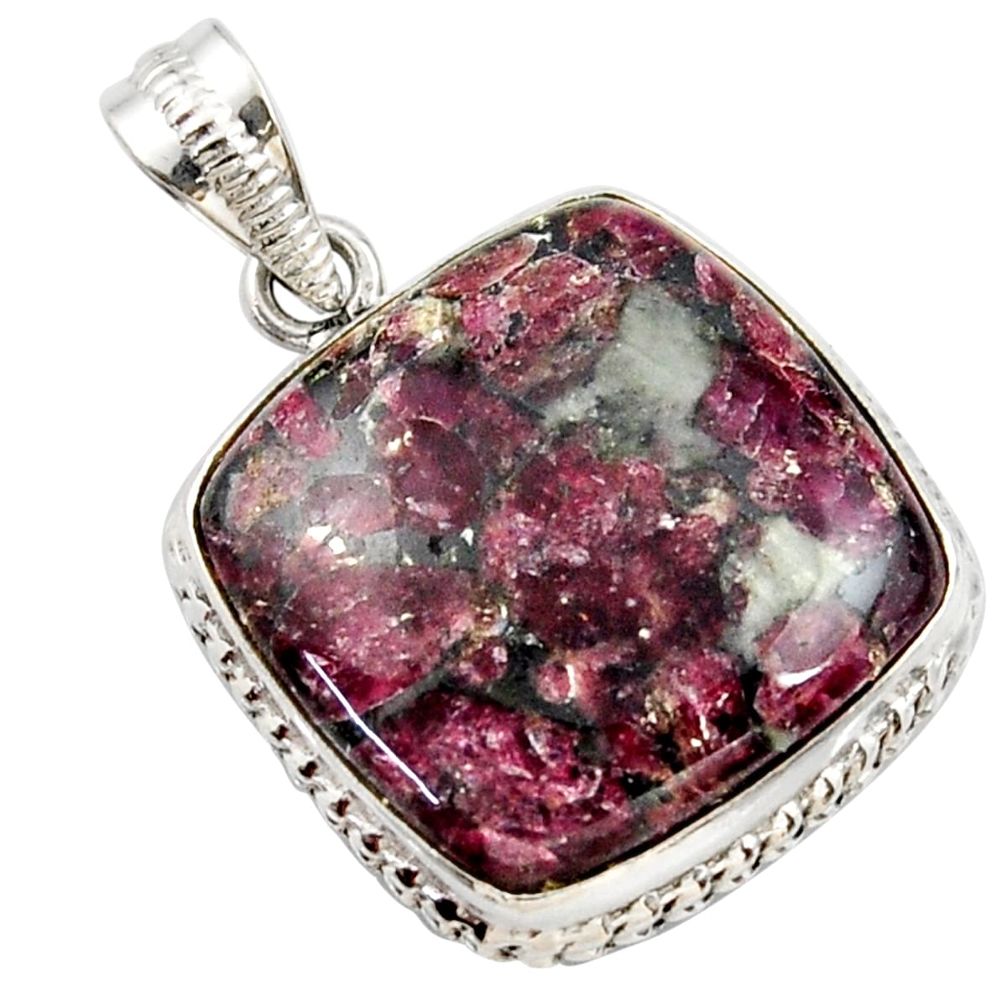 925 sterling silver 20.07cts natural pink eudialyte pendant jewelry r27977