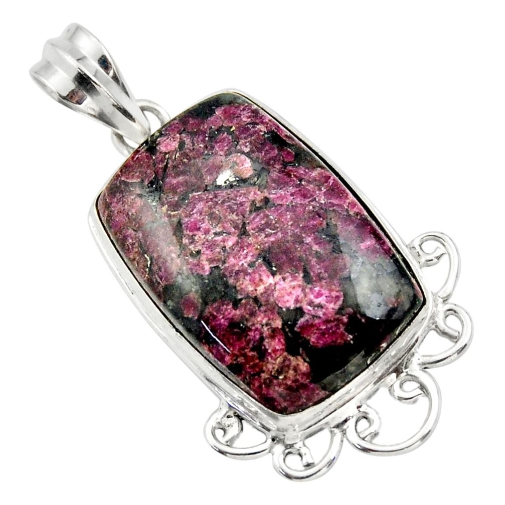 925 sterling silver 24.38cts natural pink eudialyte pendant jewelry r32147