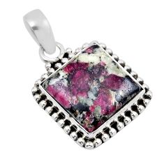 925 sterling silver 9.50cts natural pink eudialyte square pendant jewelry y44003