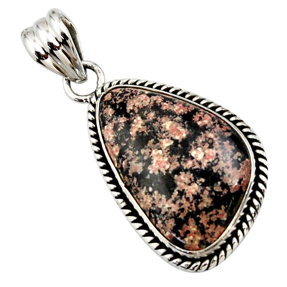 925 sterling silver 17.18cts natural pink firework obsidian fancy pendant r27765