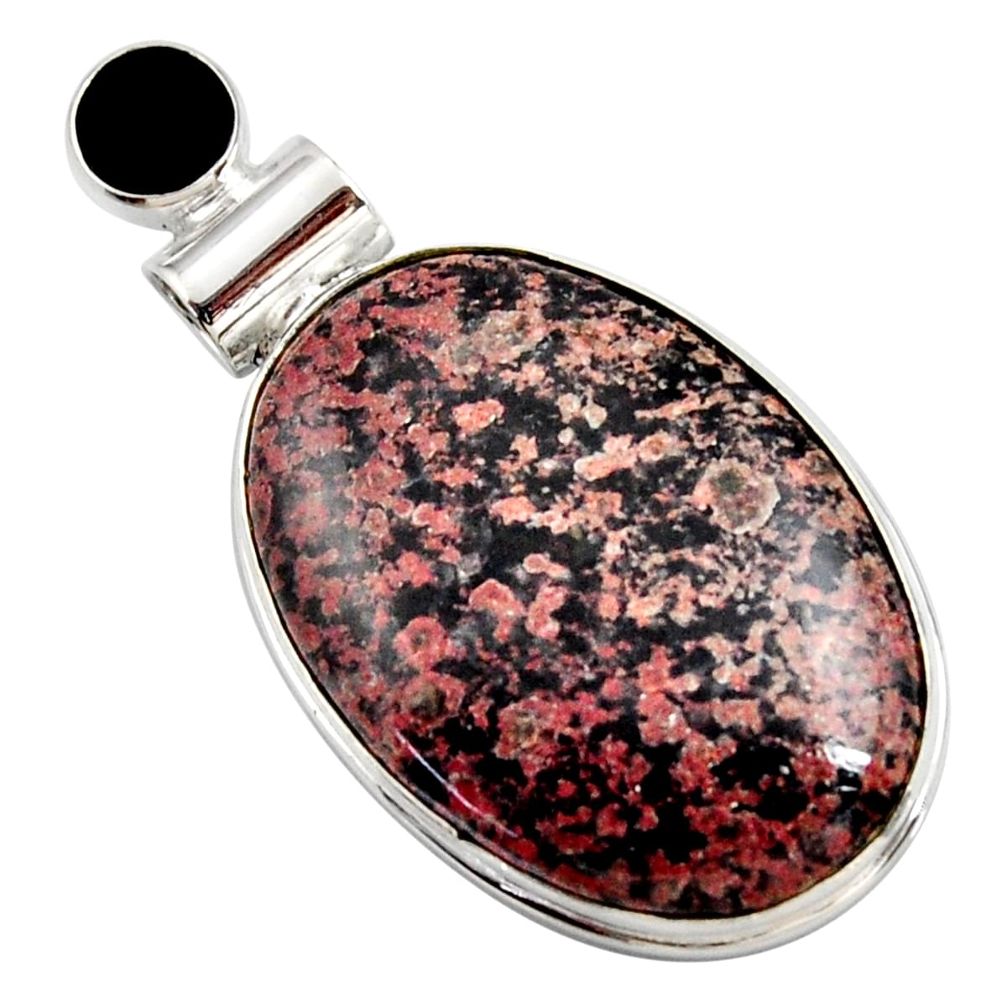 925 sterling silver 19.72cts natural pink firework obsidian onyx pendant r27868